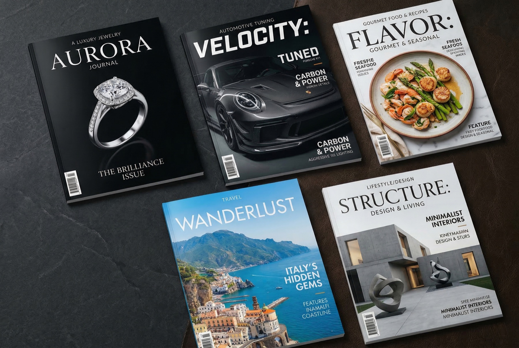 Editorial Design und verschiedene Magazincover