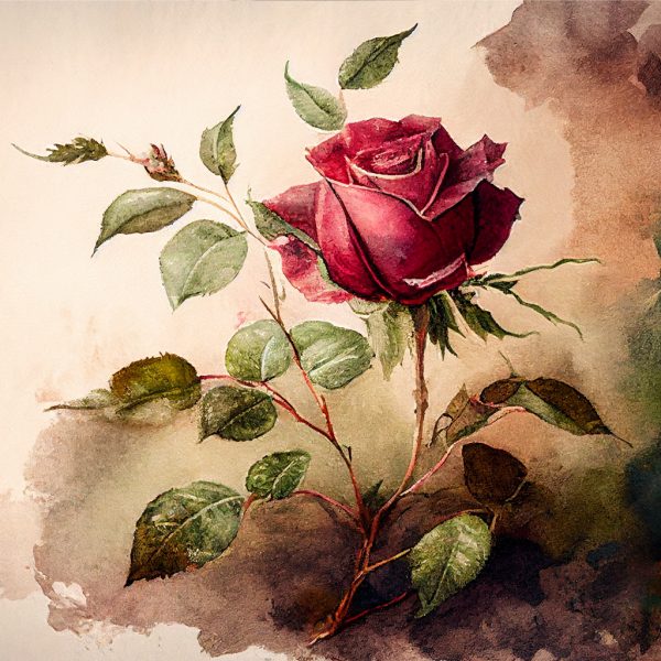 Aquarellillustration einer roten Rose
