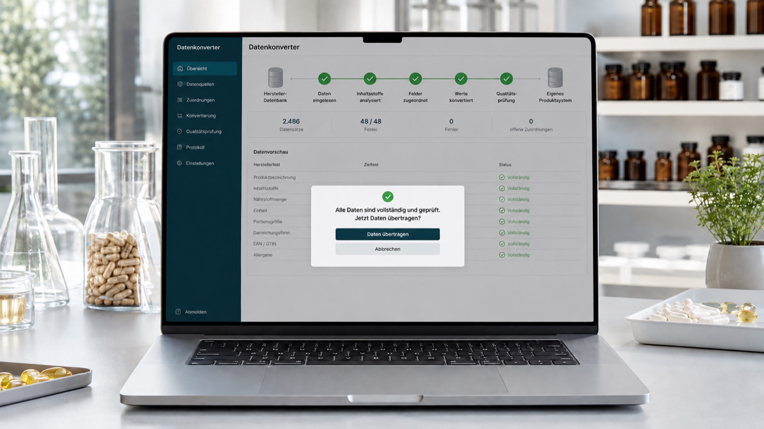 Individuelle Web App für Datenprüfung und Datenübertragung